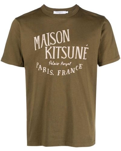 Maison Kitsuné T-shirt Met Logoprint - Groen