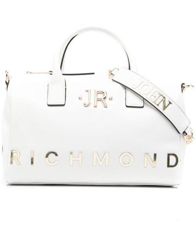 John Richmond Handtasche mit Logo-Schild - Weiß