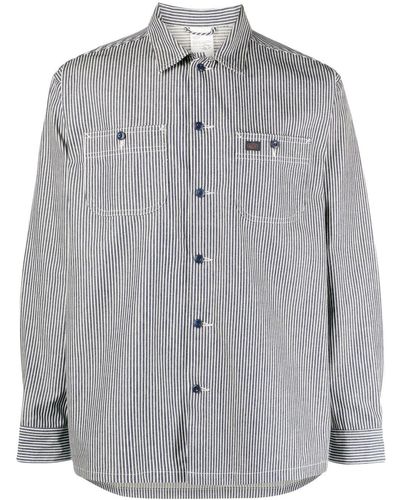 Nudie Jeans Camicia a righe Vicent - Grigio