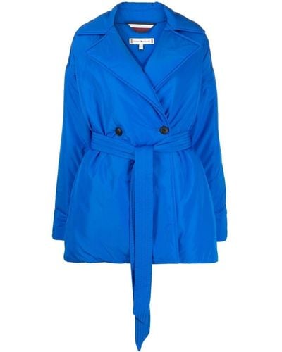 Tommy Hilfiger Double-breasted Belted Coat - Blue