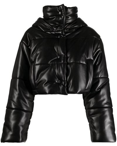 Nanushka Hooded Cropped Puffer Jacket - Black