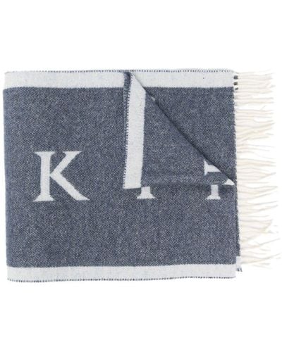 Mackintosh Edinburgh Wool Logo Scarf - Blue