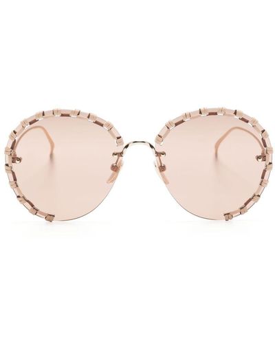 Chloé Lunettes de soleil Idora à monture ronde - Rose