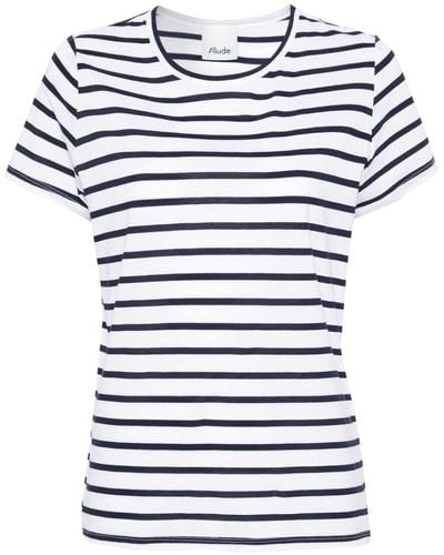 Allude Striped Cotton T-shirt - Blue