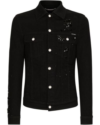 Dolce & Gabbana Rhinestone-embellished Denim Jacket - Black