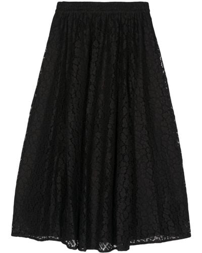 MICHAEL Michael Kors Leopard Corded-lace Midi Skirt - Black