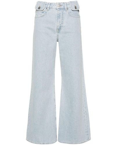 Maje Weite Taillenjeans mit Logo-Patch - Blau