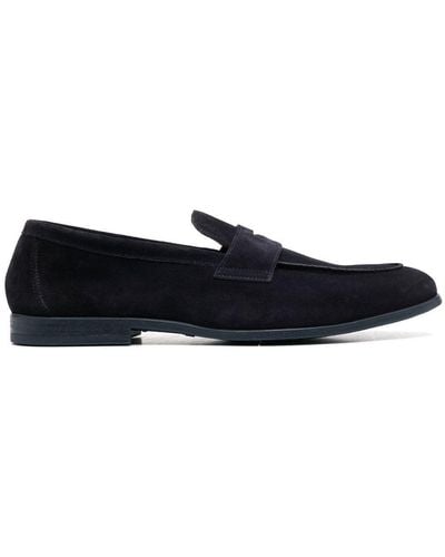 Doucal's Calf-suede Penny-slot Loafers - Blue