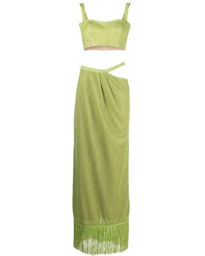 Rayane Bacha Cut-out Metallic Maxi Dress (set Of Two) - Green