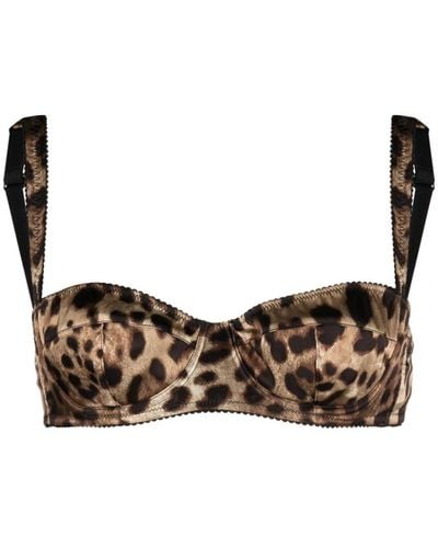 Dolce & Gabbana Reggiseno a balconcino leopardato - Marrone