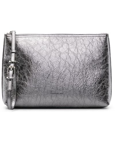 Givenchy Voyou Metallic-leather Pouch - Women's - Lambskin - Grey