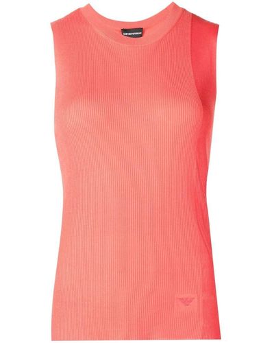 Emporio Armani Top de canalé con tirantes - Rosa