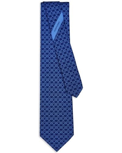 Ferragamo Wave-print Silk Tie - Blue