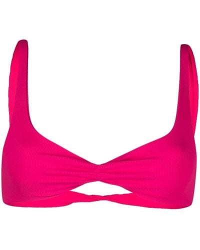 The Attico Top de bikini de triángulo de canalé - Rosa