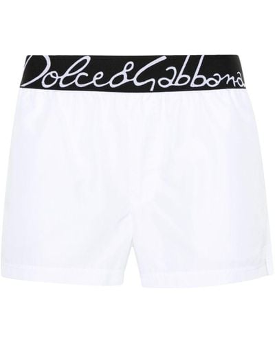 Dolce & Gabbana Logo-waistband Swim Shorts - White