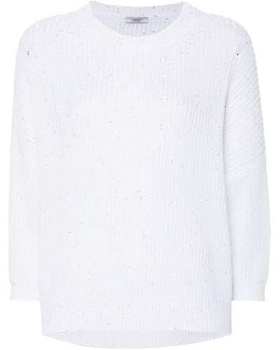 Peserico Sequin-embellished Knitted Jumper - White