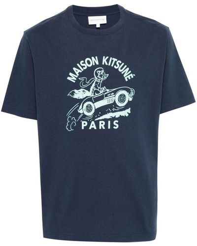 Maison Kitsuné T-shirt Racing en coton - Bleu