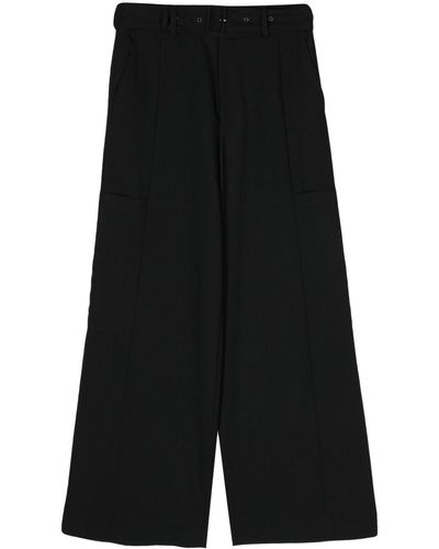 Gauchère Belted Mid-rise Palazzo Pants - Black