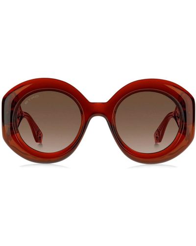 Etro Paisley-print Round-frame Sunglasses - Brown