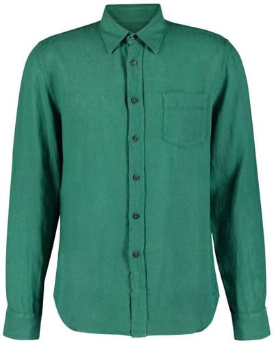 120% Lino Camisa de manga larga - Verde