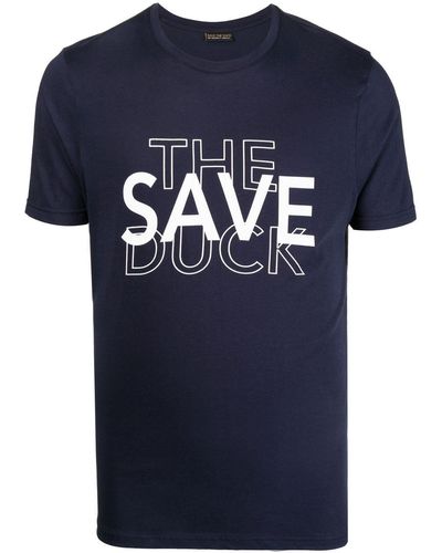 Save The Duck T-shirt Met Logoprint - Blauw