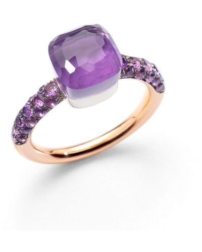 Pomellato 18kt Rose And White Gold Nudo Petit Gemstone Ring - Purple