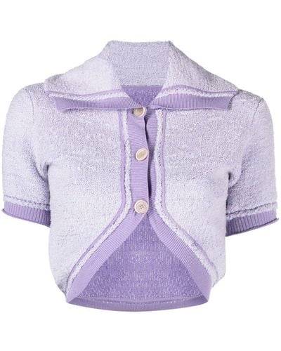 Jacquemus Cropped Knitted Top - Purple