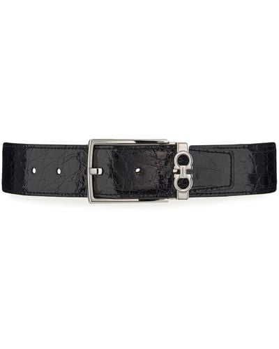 Ferragamo Leather Buckle Belt - Black