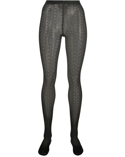 Wolford Intricate-pattern Sheer Tights - Grey