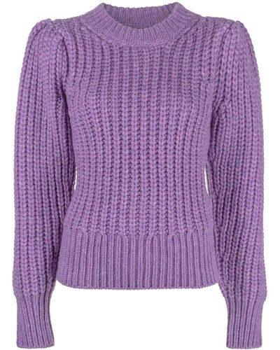 Isabel Marant Puff-sleeve Knitted Sweater - Purple