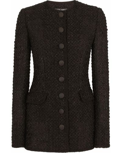 Dolce & Gabbana Tweed Jack Met Enkele Rij Knopen - Zwart