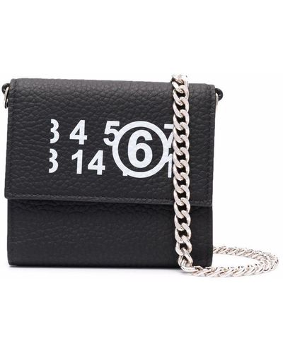 MM6 by Maison Martin Margiela Logo-number Leather Pouch Bag - Black