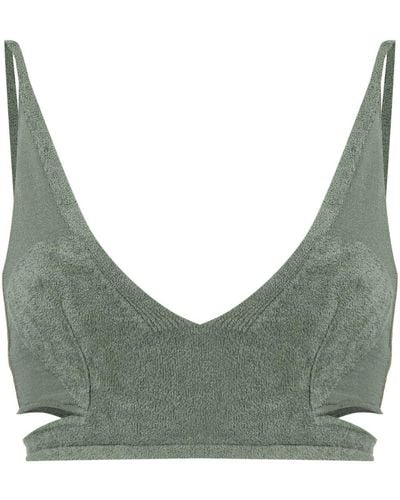 Dion Lee Chenille Intarsia Bralette Top - Green