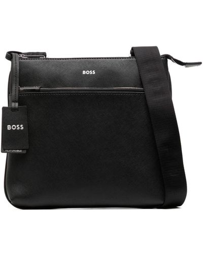 BOSS Zair Leather Crossbody Bag - Black