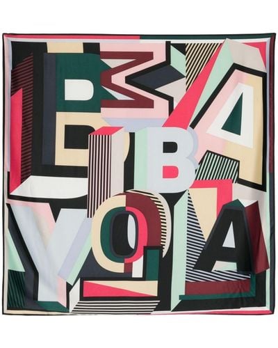 Bimba Y Lola Geometric Logo Print Square Scarf - Pink