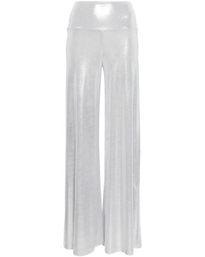 Norma Kamali Flared Metallic Trousers - White