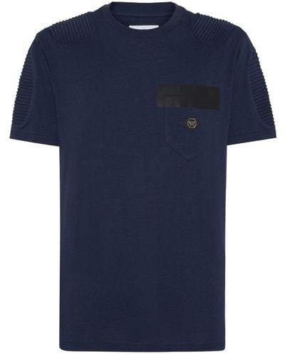 Philipp Plein Logo-appliqué Cotton T-shirt - Blue