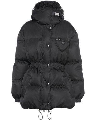 Prada Re-nylon Pocket-detail Puffer Jacket - Black