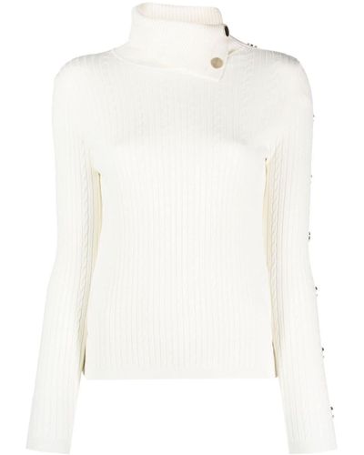 Liu Jo Ribbed Cable-knit Sweater - White