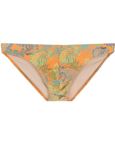 Amir Slama Tropical Print Swim Briefs - Orange