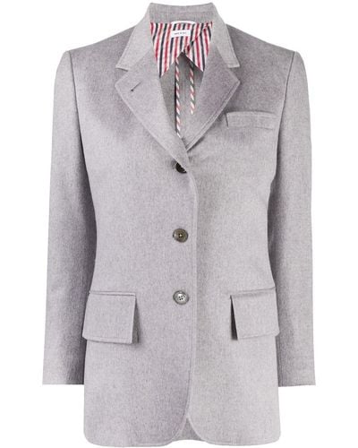 Thom Browne Wide Lapel Cashmere Jacket - Gray