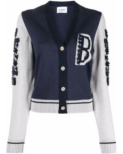 Barrie Logo-patch Button-up Cardigan - Blue