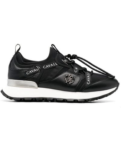 Roberto Cavalli Logo-print Drawstring Sneakers - Black