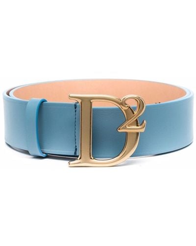 DSquared² Logo Buckle Leather Belt - Blue