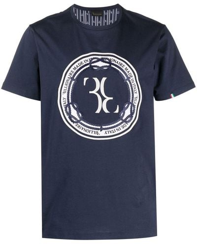 Billionaire T-shirt Met Logoprint - Blauw