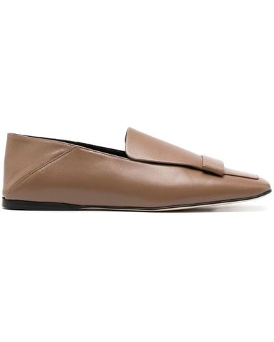Sergio Rossi Square-toe Leather Loafers - Brown