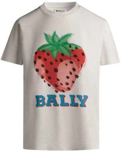 Bally T-Shirt mit Erdbeeren-Print - Grau