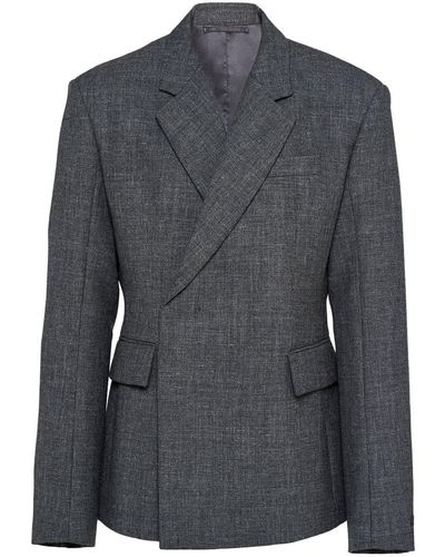 Prada Double-breasted Wool Jacket - Grey