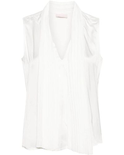 Liu Jo Pussy-bow collar satin blouse - Bianco