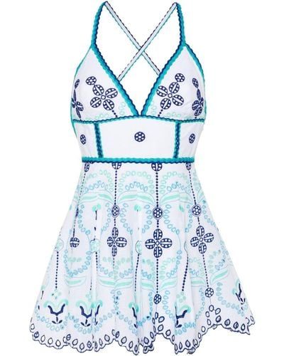 Charo Ruiz Cluzet Broderie-anglaise Mini Dress - Blauw